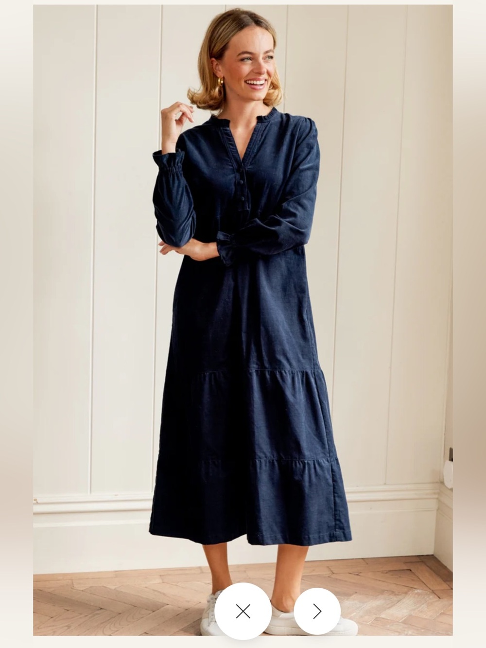 NEW ASPIGA Liv Corduroy Dress Navy Blue Large